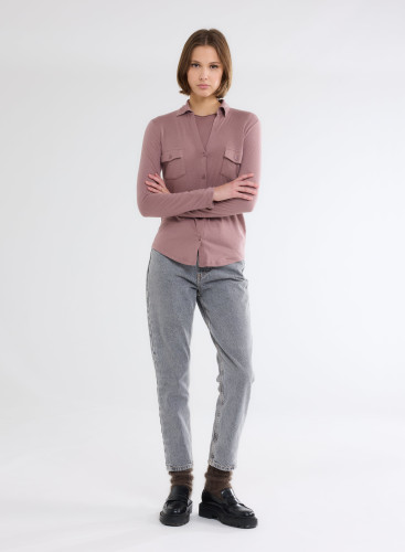 Long Sleeves Round neck Shirt in Organic Cotton / Cashmere