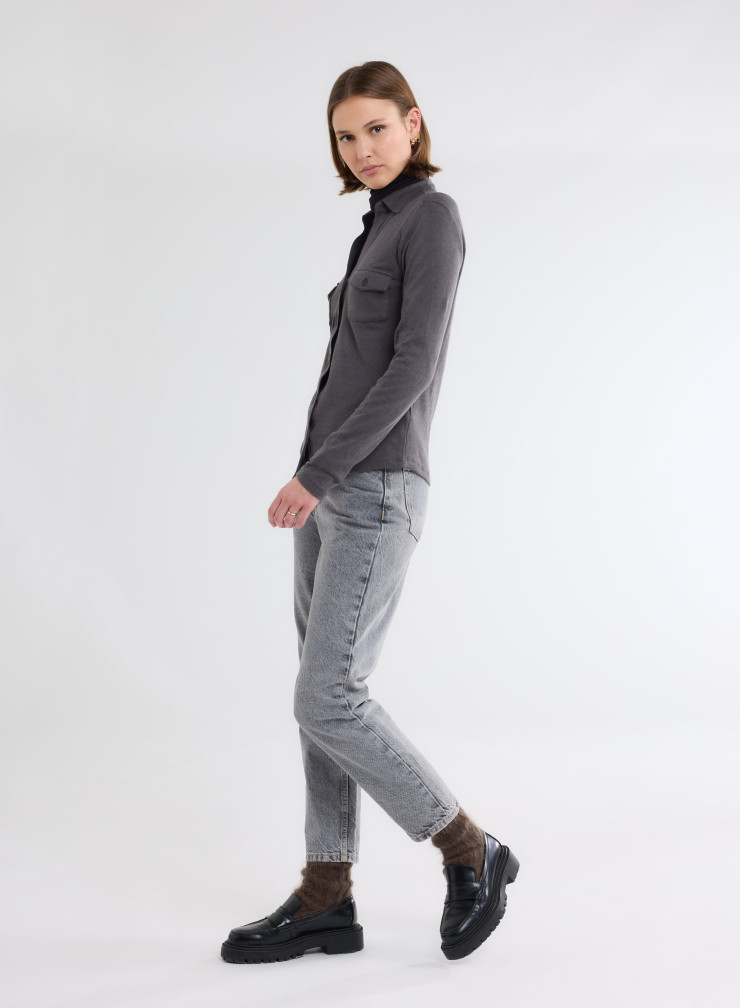 Long Sleeves Shirt in Organic Cotton / Cashmere