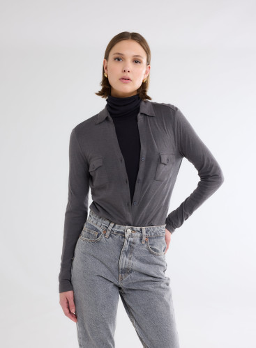 Long Sleeves Shirt in Organic Cotton / Cashmere