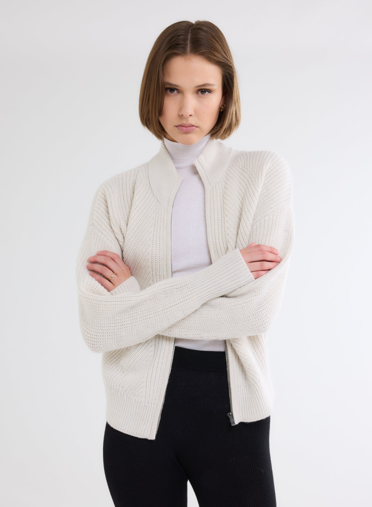 Elbow Sleeves Sweater High-neck in Merino Wool / Silk