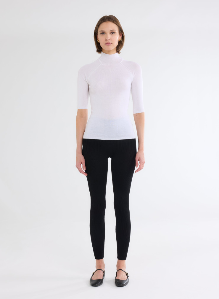 Elbow Sleeves Sweater High-neck in Merino Wool / Silk