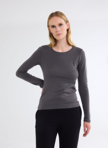 Long Sleeves Round neck T-shirt in Organic Cotton / Cashmere