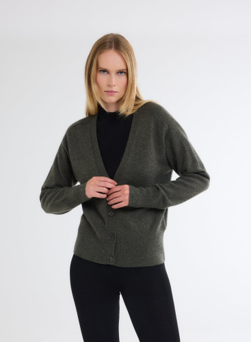 Long sleeves Cardigan V-neck in Cashmere