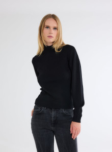 Elbow Sleeves Sweater High-neck in Merino Wool