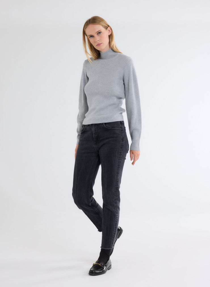 Elbow Sleeves Sweater High-neck in Merino Wool