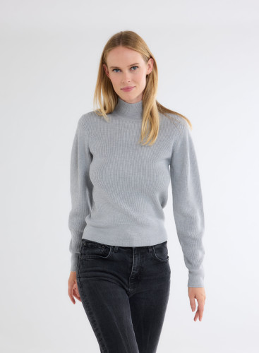 Pull Manches Longues Col Montant en Laine Merinos