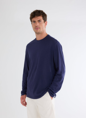 Long Sleeves Round neck T-shirt in Organic Cotton / Cashmere