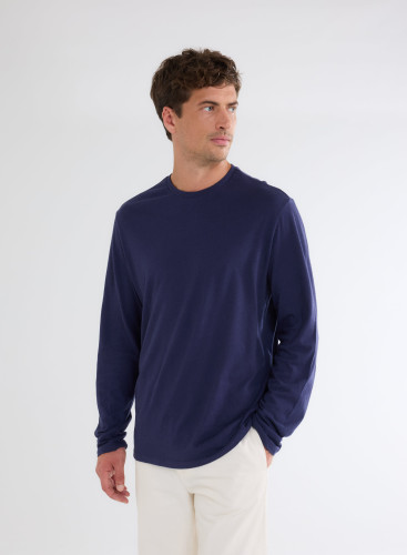 Long Sleeves Round neck T-shirt in Organic Cotton / Cashmere