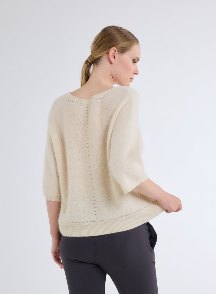 Pullovers Manches Coudes Col Bateau en Raccon wool / Polyamide