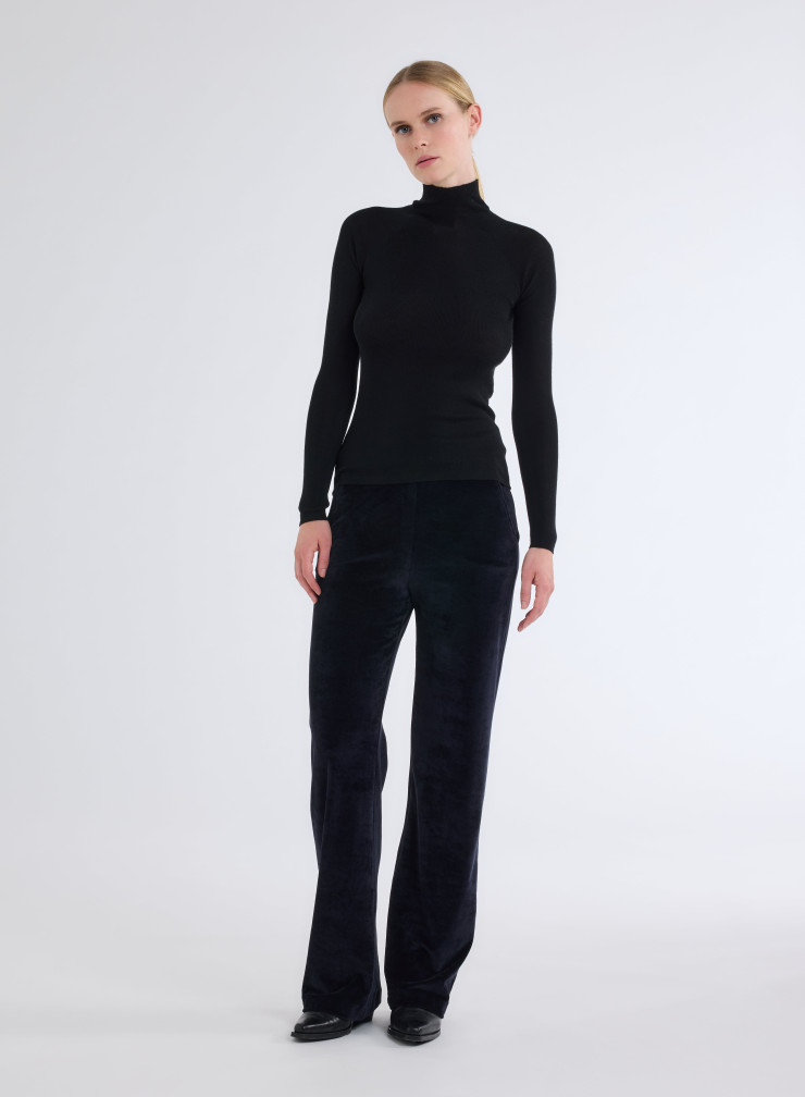 Long Sleeves Sweater High-neck in Merino Wool / Silk