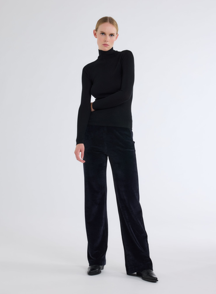 Long Sleeves Sweater High-neck in Merino Wool / Silk