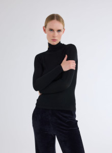 Long Sleeves Sweater High-neck in Merino Wool / Silk