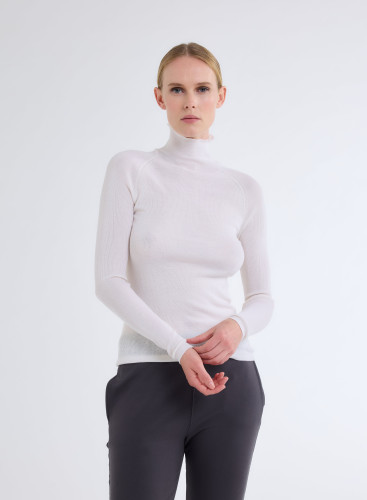 Long Sleeves Sweater High-neck in Merino Wool / Silk