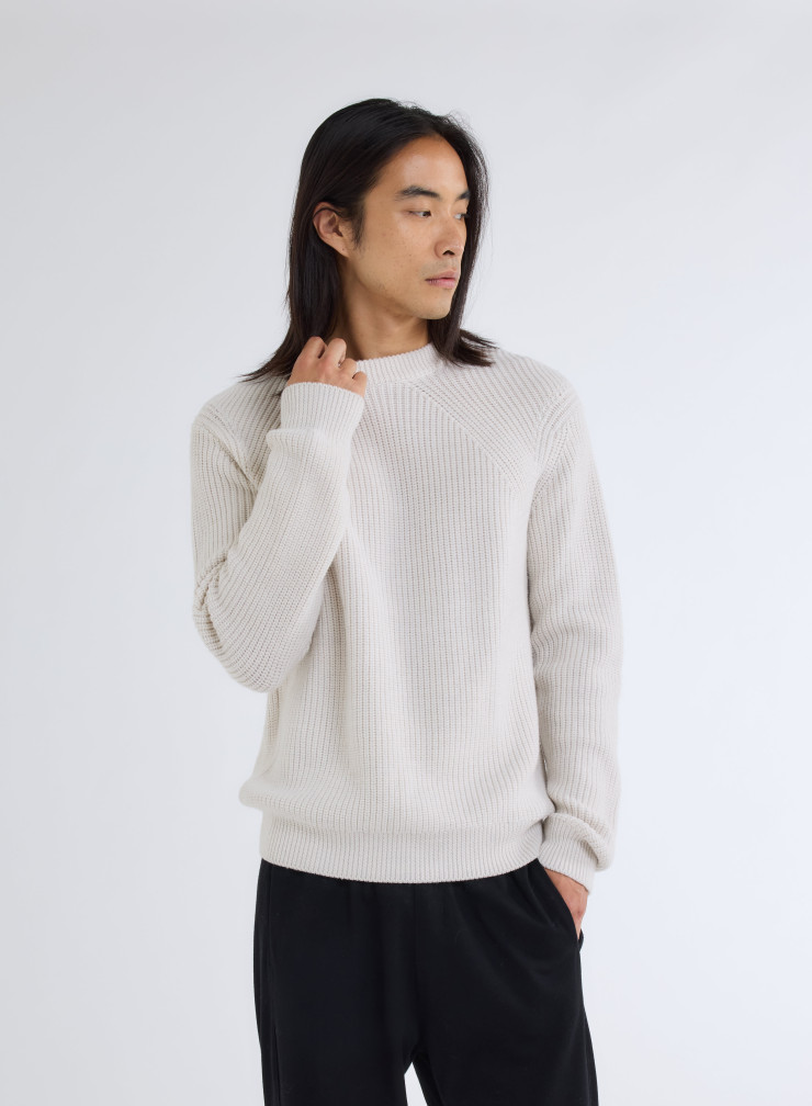 Pullovers Manches Longues Col Rond en Laine merinos