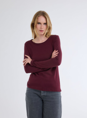 Long Sleeves Round neck T-shirt in Organic Cotton / Cashmere