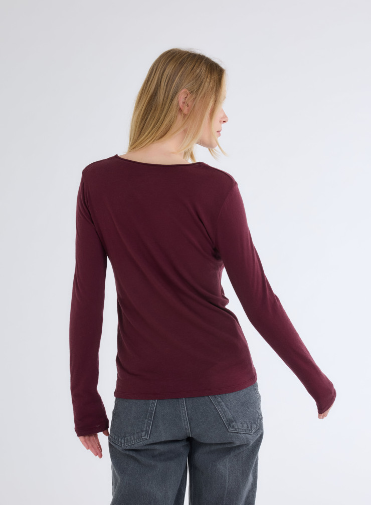 Long Sleeves Round neck T-shirt in Organic Cotton / Cashmere