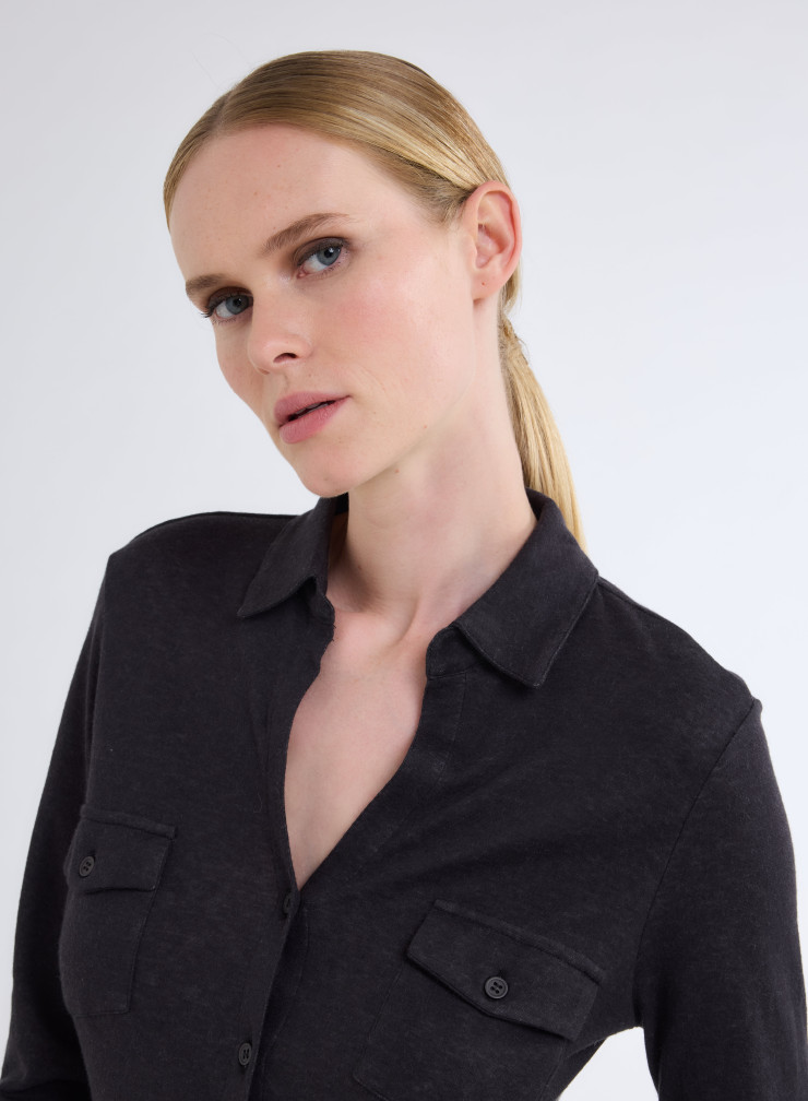 Long Sleeves Shirt in Organic Cotton / Cashmere