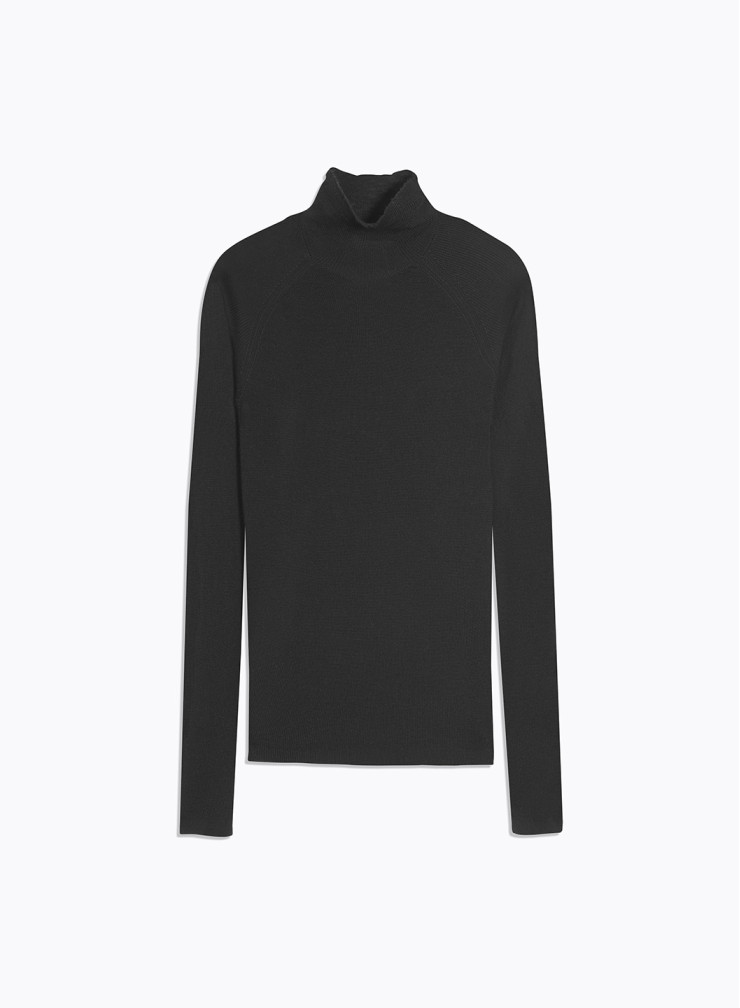 Long Sleeves Sweater High-neck in Merino Wool / Silk