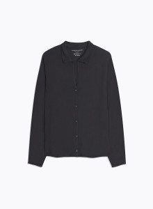 Long Sleeves Open neck Shirt in Organic Cotton / Cashmere