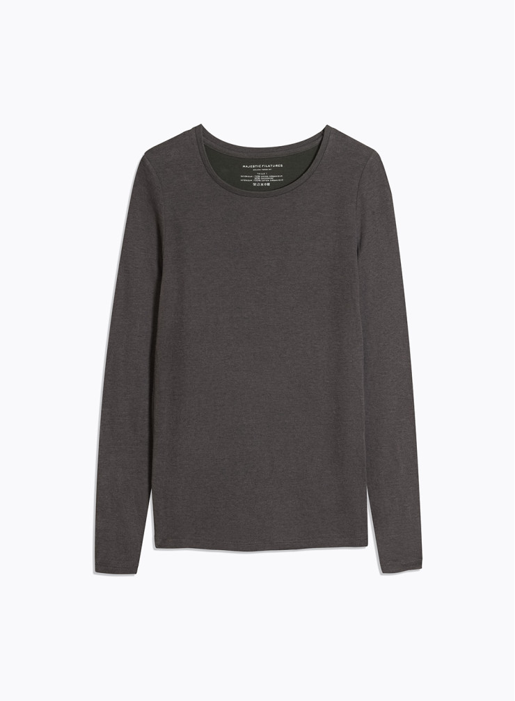 Long Sleeves Round neck T-shirt in Organic Cotton / Cashmere