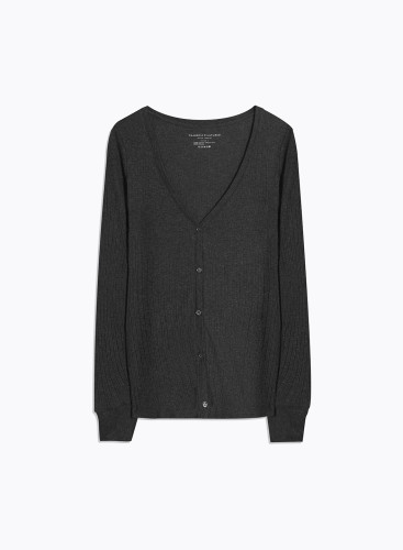 Long Sleeves V-neck Cardigan in Organic Cotton / Modal / Elastane