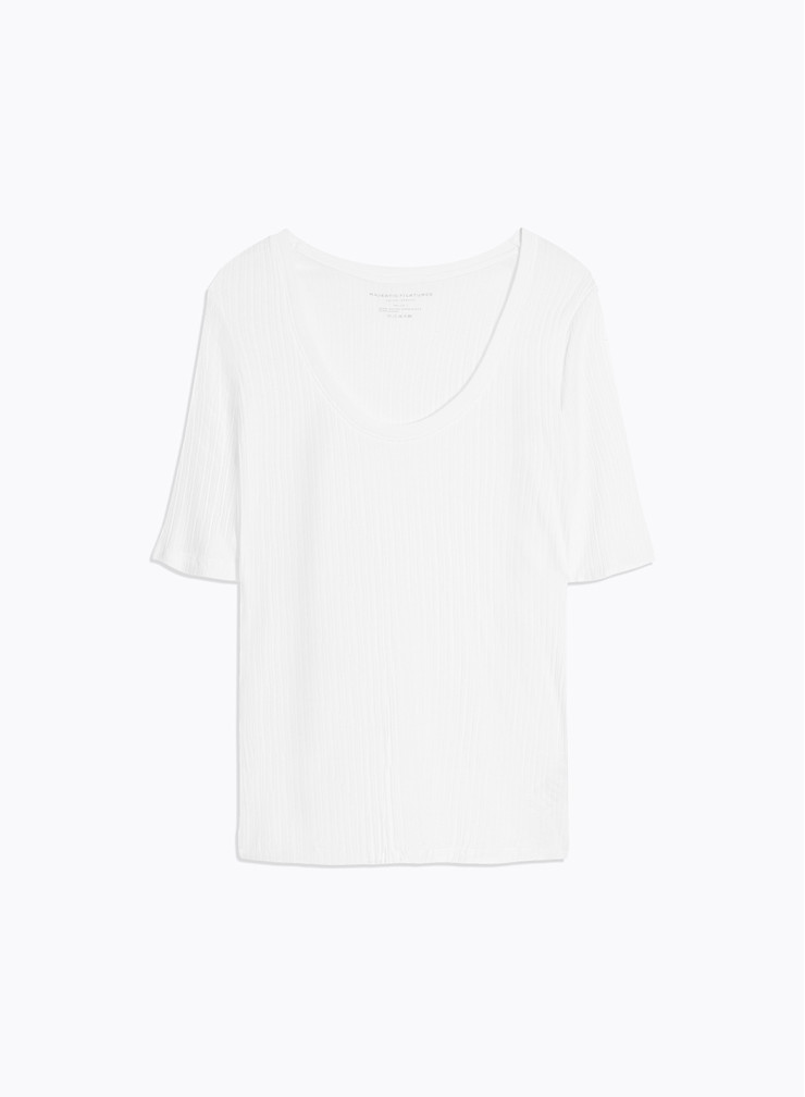 Long Sleeves U-neck T-shirt in Organic Cotton / Modal / Elastane