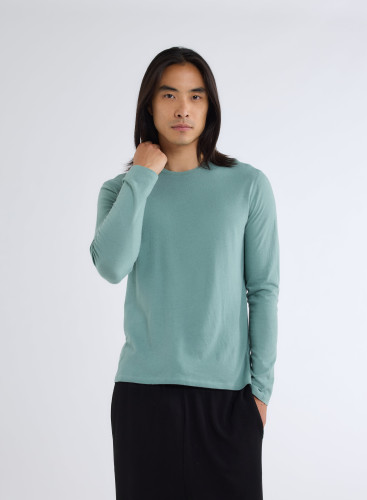 Long Sleeves Round neck T-shirt in Organic Cotton / Cashmere