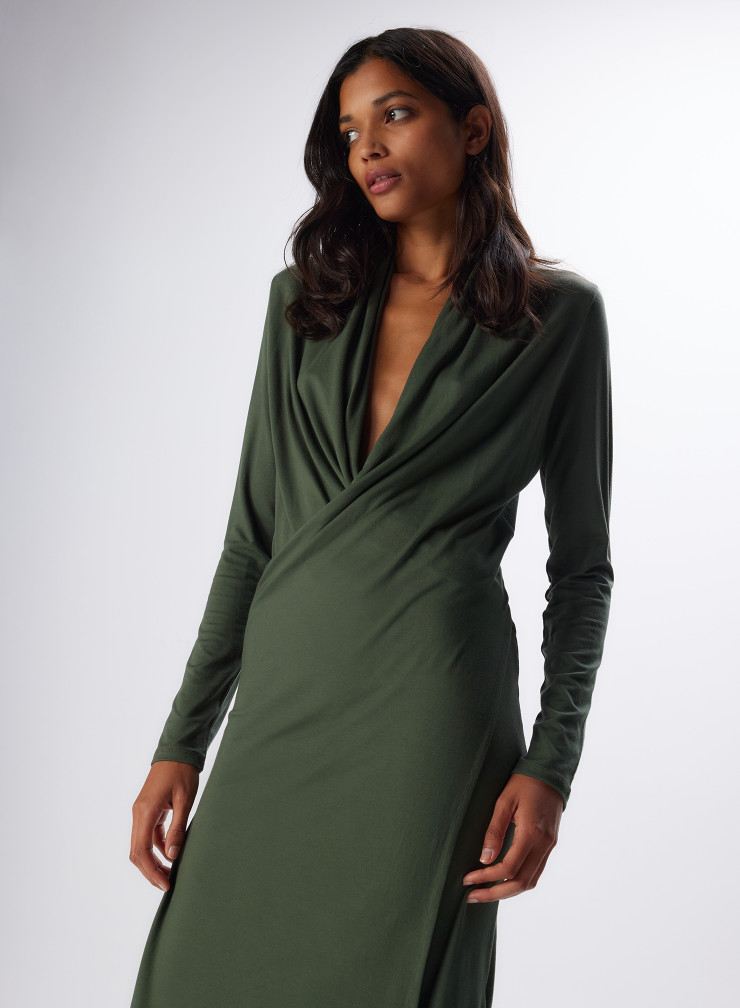 V neck viscose dress sale