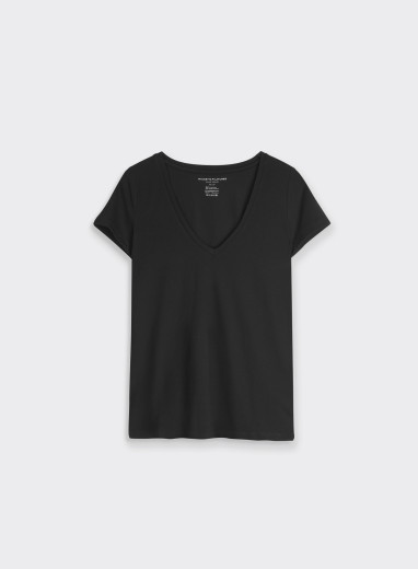 Camiseta cuello alto Viscosa /Elastano negro MUJER